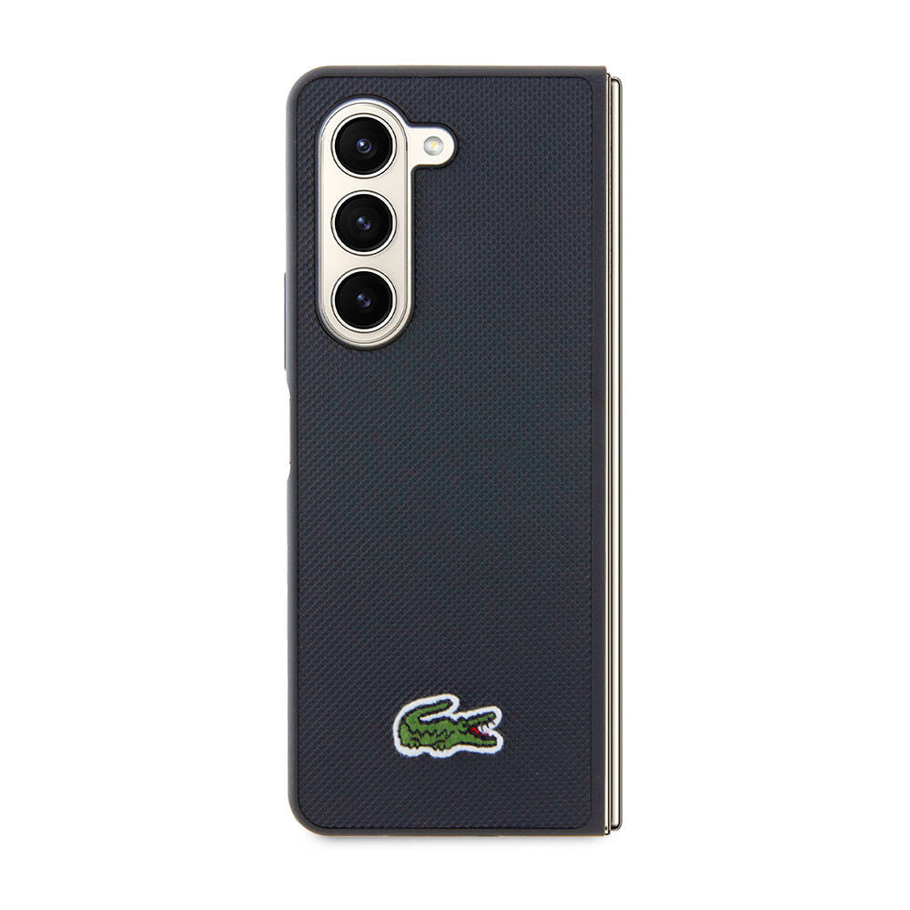 Galaxy Z Fold 5 Kılıf Lacoste orijinal Lisanslı PU Pike Desenli Arka Yüzey İkonik Timsah Dokuma Logolu Kılıf