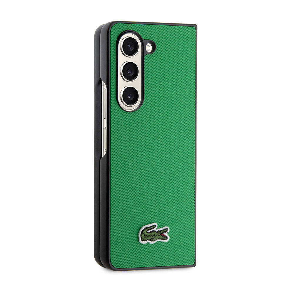 Galaxy Z Fold 5 Kılıf Lacoste orijinal Lisanslı PU Pike Desenli Arka Yüzey İkonik Timsah Dokuma Logolu Kılıf