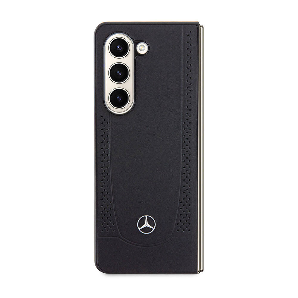 Galaxy Z Fold 5 Kılıf Mercedes Benz Orijinal Lisanslı Metal Yıldız Logolu Urban Deri Kılıf