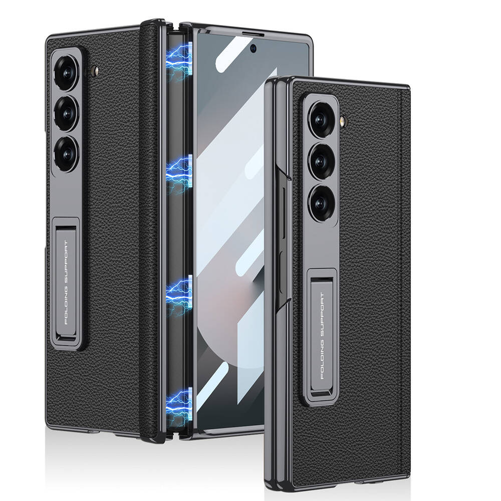 Galaxy Z Fold 6 Kılıf Deri Standlı Zore Kıpta Premium Kılıf