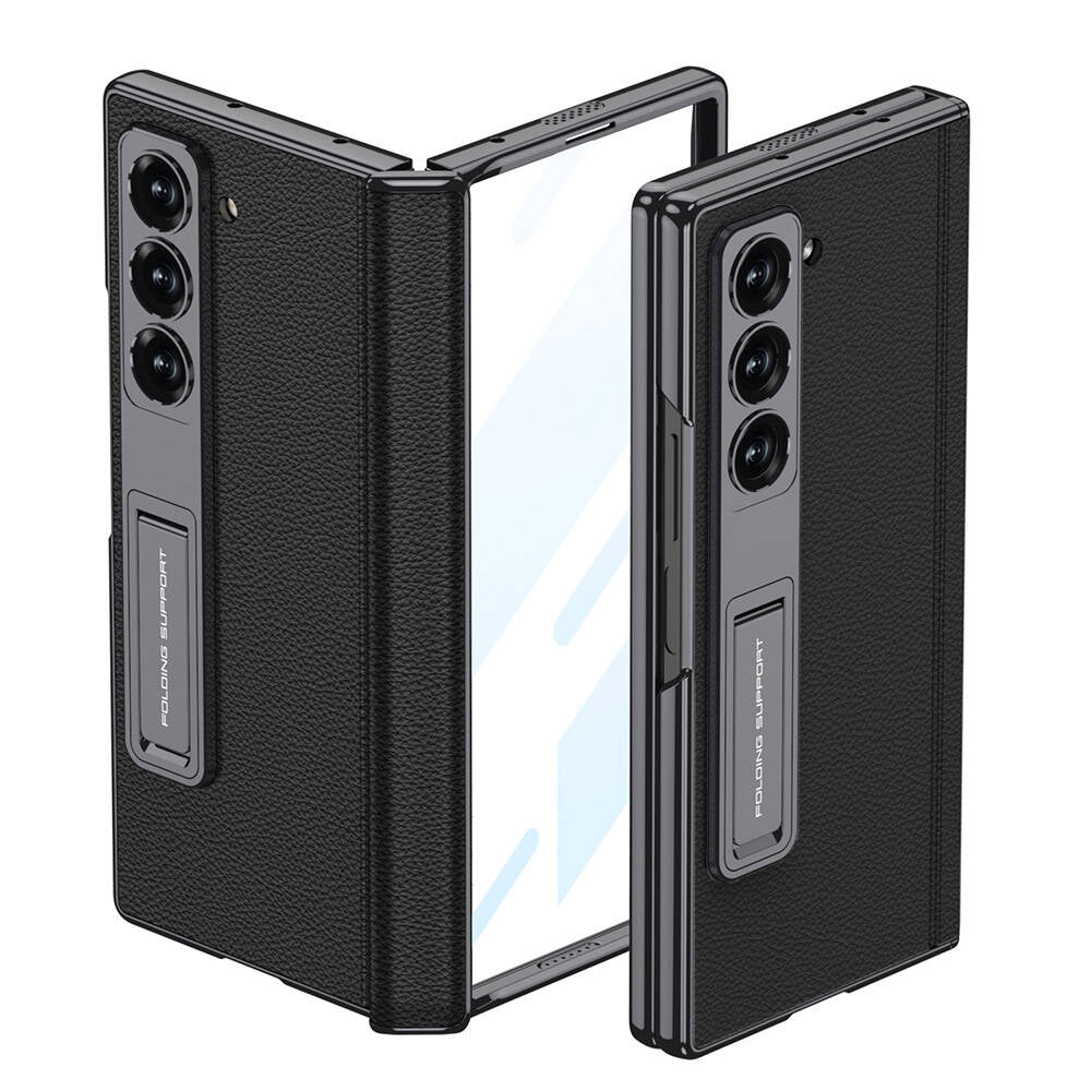 Galaxy Z Fold 6 Kılıf Deri Standlı Zore Kıpta Premium Kılıf