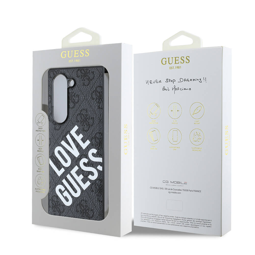Galaxy Z Fold 6 Kılıf Guess Orijinal Lisanslı M-safe Şarj Özellikli Love Guess Printing Kılıf