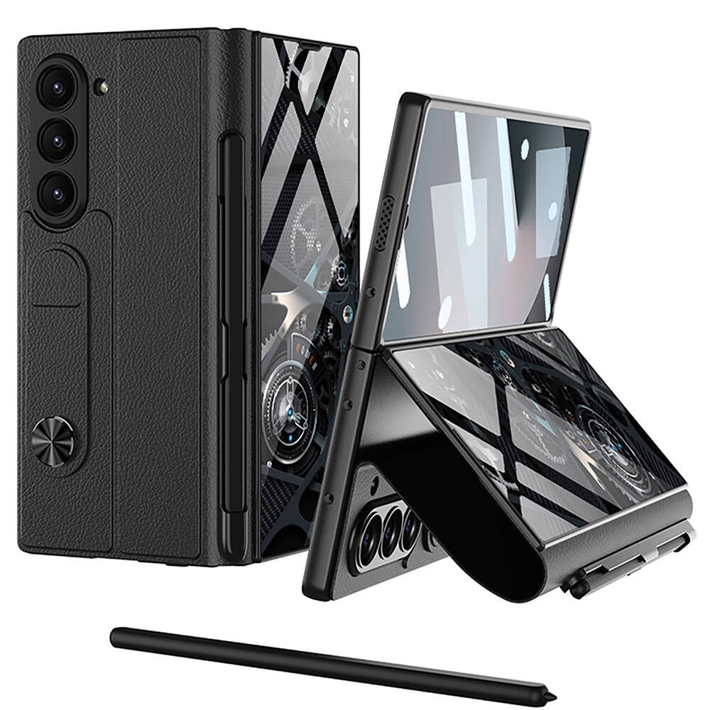 Galaxy Z Fold 6 Kılıf Kamera Korumalı Kartlıklı Kalem Bölmeli Zore Kıpta Marble Drago Kılıf