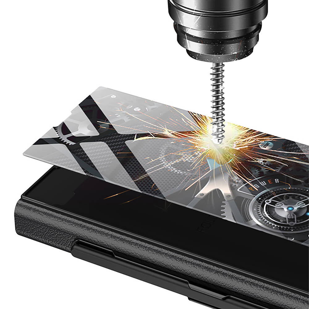 Galaxy Z Fold 6 Kılıf Kamera Korumalı Kartlıklı Kalem Bölmeli Zore Kıpta Marble Drago Kılıf
