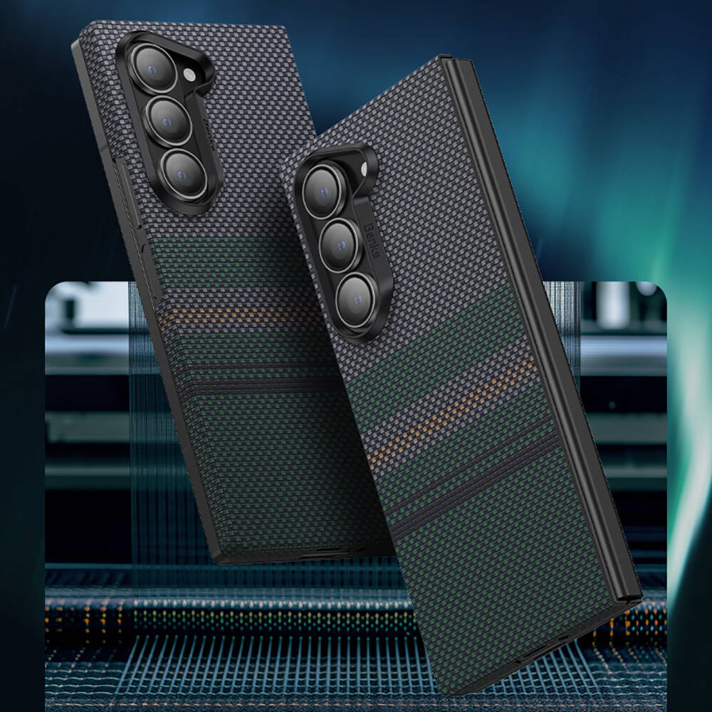 Galaxy Z Fold 6 Kılıf Karbon Fiber Tasarımlı Benks Aurora ArmorAir Kevlar Kılıf