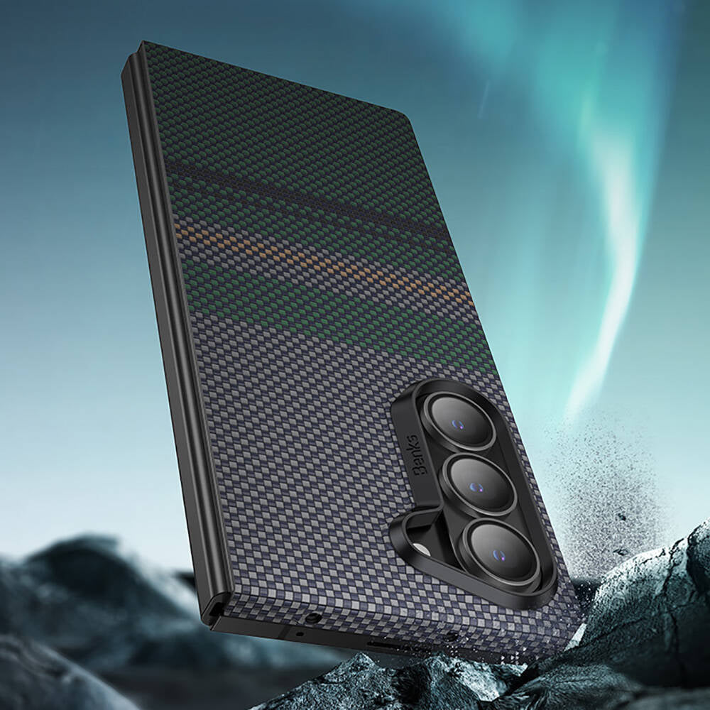 Galaxy Z Fold 6 Kılıf Karbon Fiber Tasarımlı Benks Aurora ArmorAir Kevlar Kılıf