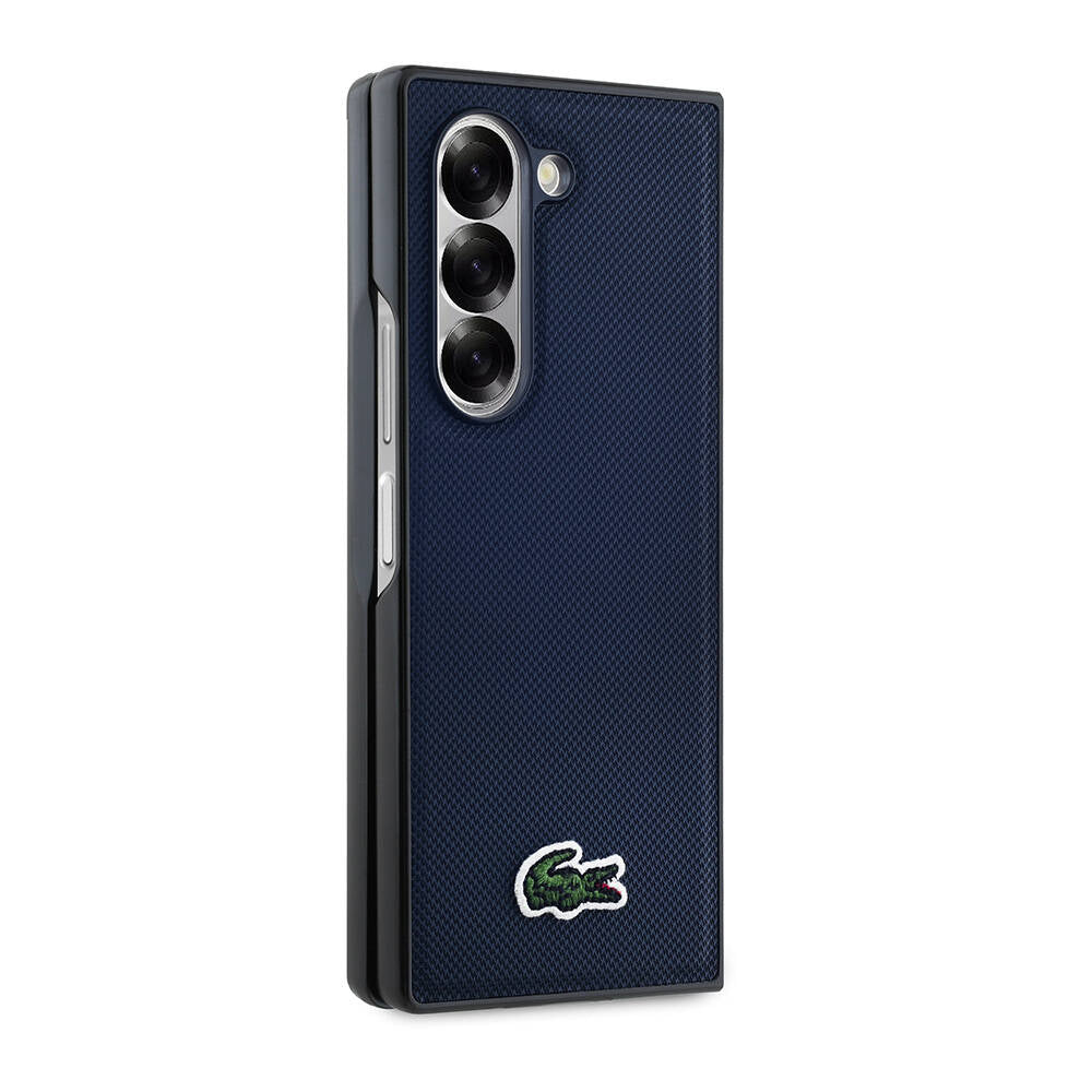 Galaxy Z Fold 6 Kılıf Lacoste orijinal Lisanslı M-safe Şarj Özellikli Pike Desenli Arka Yüzey İkonik Timsah Dokuma Logolu Kılıf