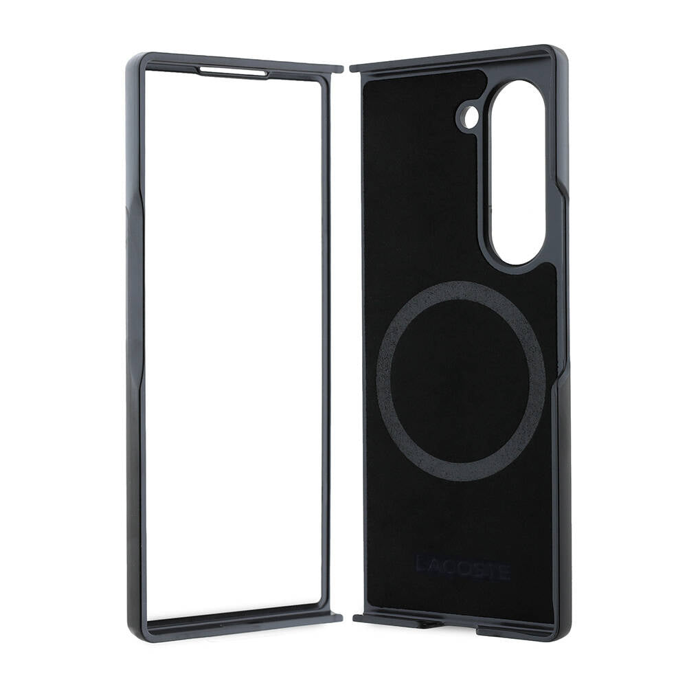 Galaxy Z Fold 6 Kılıf Lacoste orijinal Lisanslı M-safe Şarj Özellikli Pike Desenli Arka Yüzey İkonik Timsah Dokuma Logolu Kılıf
