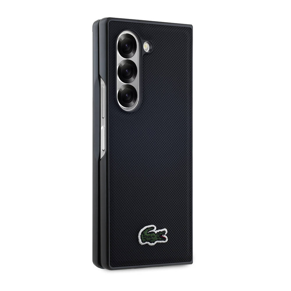 Galaxy Z Fold 6 Kılıf Lacoste orijinal Lisanslı PU Pike Desenli Arka Yüzey İkonik Timsah Dokuma Logolu Kılıf