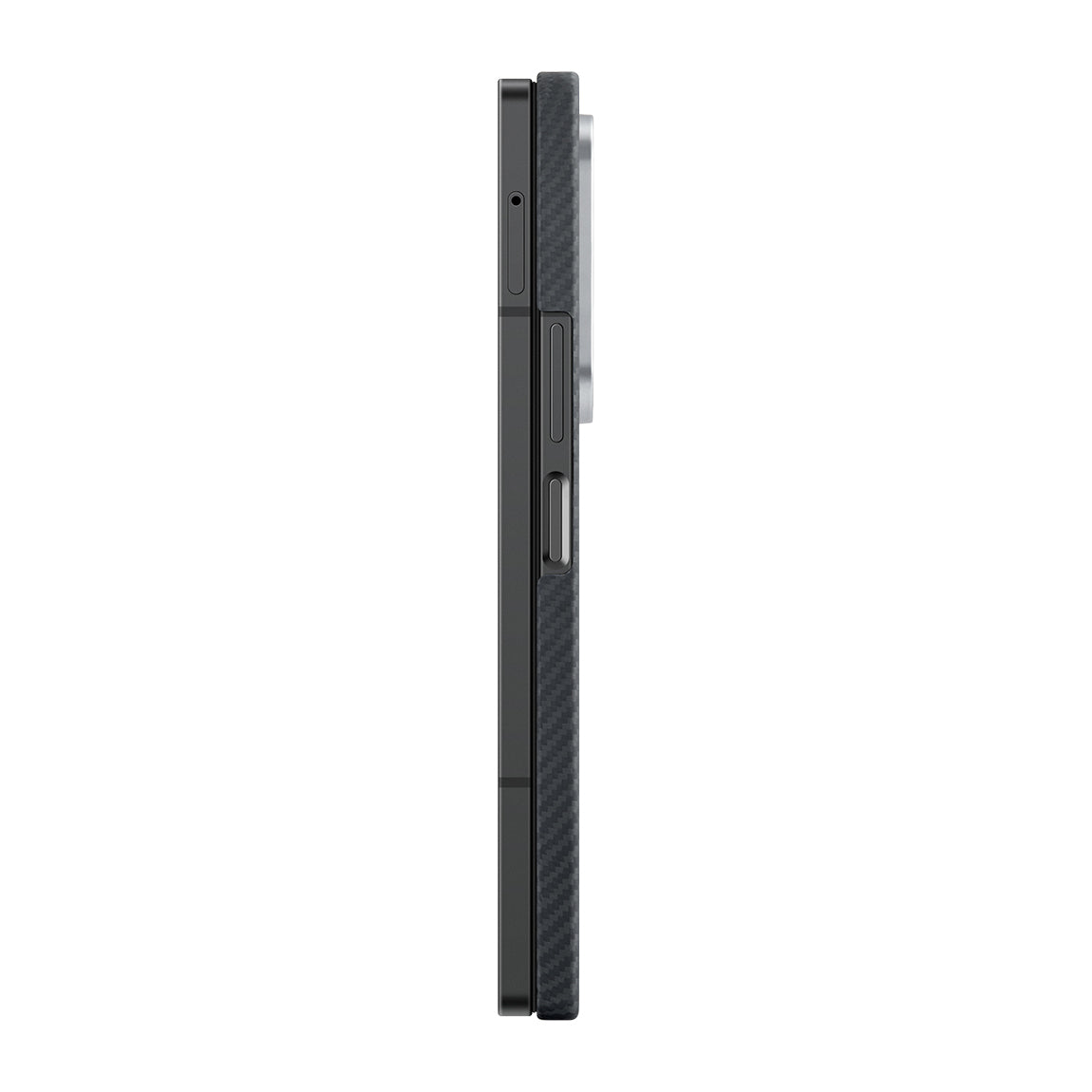 Galaxy Z Fold 6 Kılıf M-safe Şarj Özellikli 600D Aramid Karbon Fiber Pitaka Ultra-Slim Classic Serisi Black-Grey Twill Kılıf
