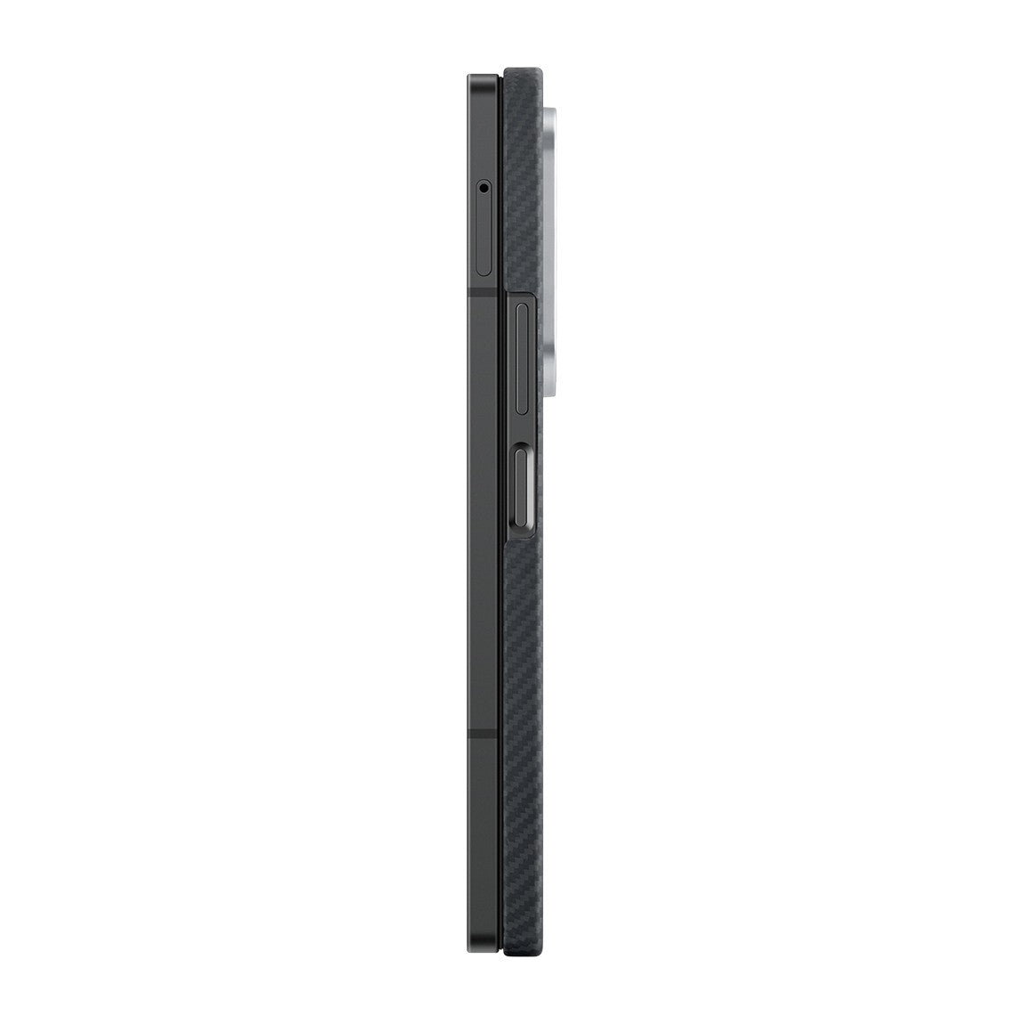 Galaxy Z Fold 6 Kılıf M-safe Şarj Özellikli 600D Aramid Karbon Fiber Pitaka Ultra-Slim Classic Serisi Black-Grey Twill Kılıf
