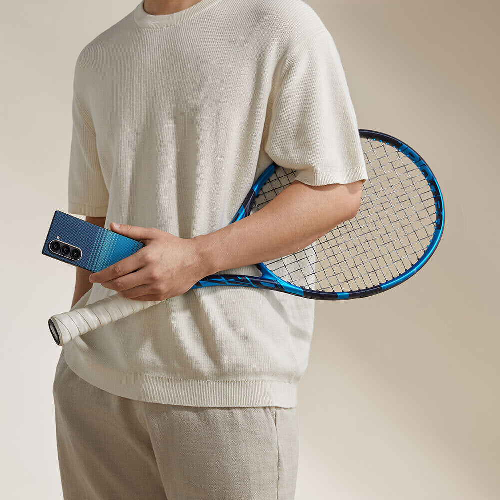 Galaxy Z Fold 6 Kılıf M-safe Şarj Özellikli Aramid Karbon Fiber Pitaka Tactile Woven Sunset-Moonrise Serisi Moonrise Kılıf