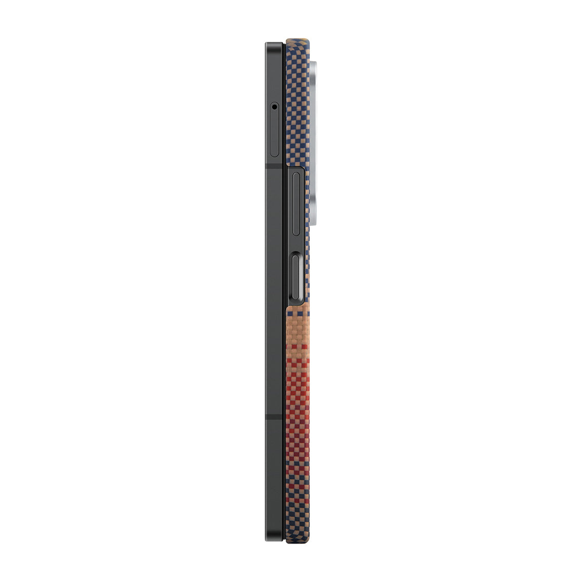 Galaxy Z Fold 6 Kılıf M-safe Şarj Özellikli Aramid Karbon Fiber Pitaka Tactile Woven Sunset-Moonrise Serisi Sunset Kılıf