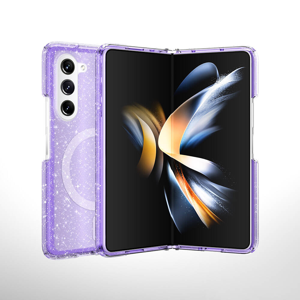 Galaxy Z Fold 6 Kılıf M-safe Şarj Özellikli Parlayan Simli Saydam Renkli Zore Allstar Kılıf