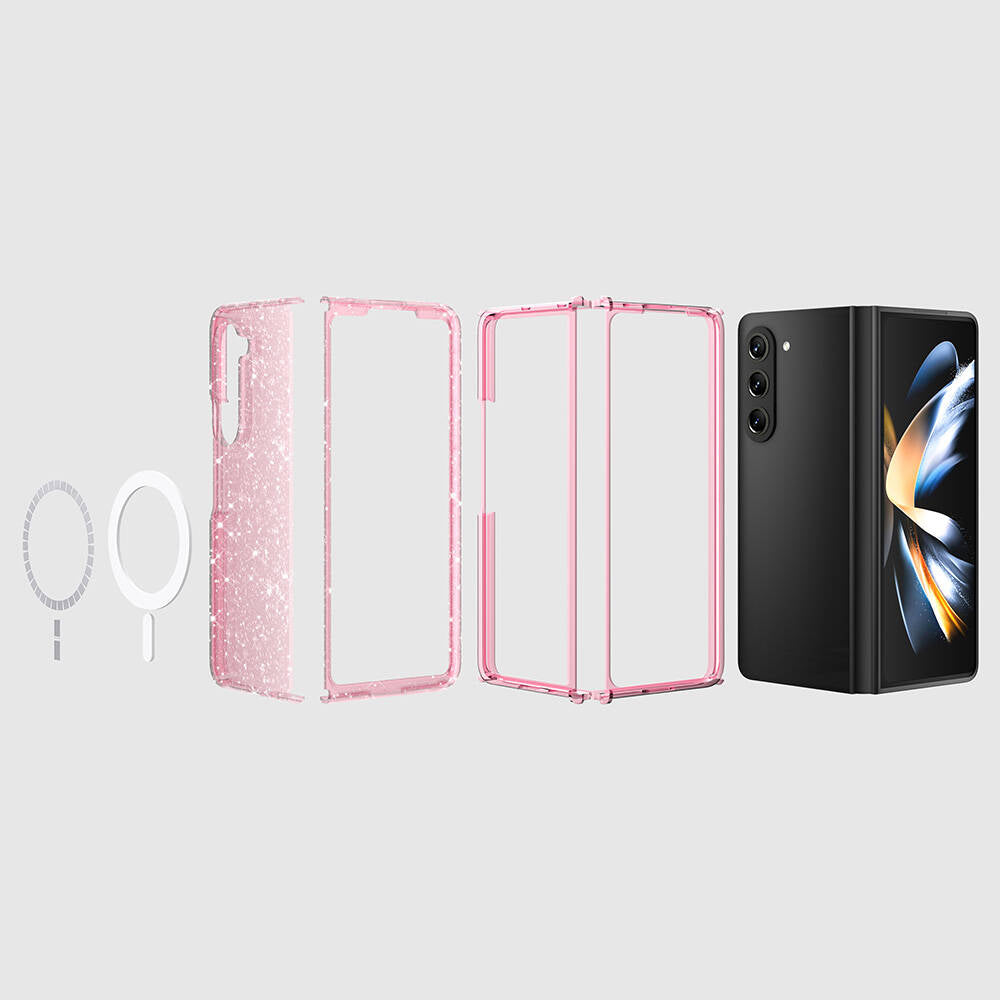 Galaxy Z Fold 6 Kılıf M-safe Şarj Özellikli Parlayan Simli Saydam Renkli Zore Allstar Kılıf