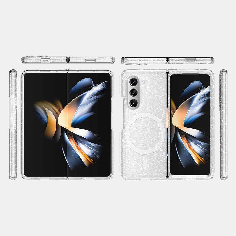 Galaxy Z Fold 6 Kılıf M-safe Şarj Özellikli Parlayan Simli Saydam Renkli Zore Allstar Kılıf