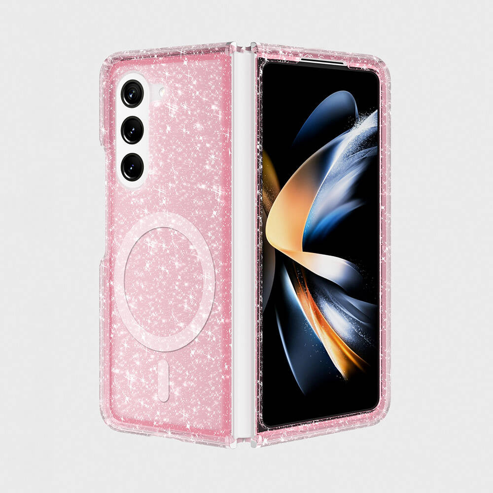 Galaxy Z Fold 6 Kılıf M-safe Şarj Özellikli Parlayan Simli Saydam Renkli Zore Allstar Kılıf