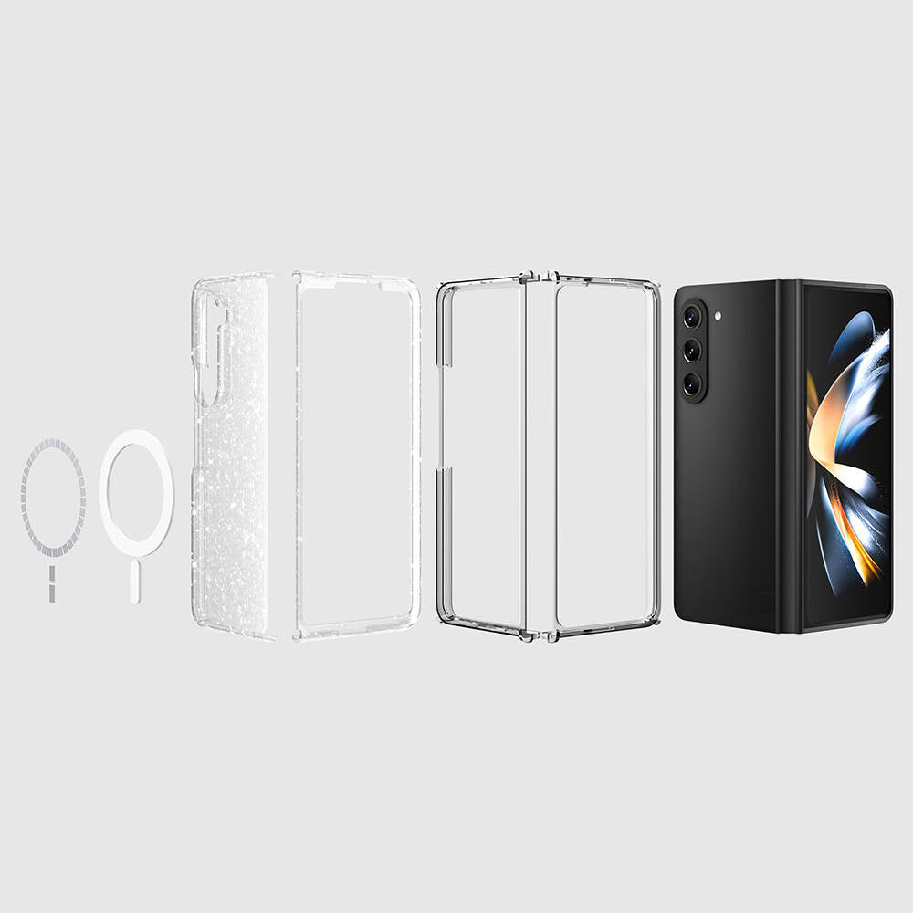 Galaxy Z Fold 6 Kılıf M-safe Şarj Özellikli Parlayan Simli Saydam Renkli Zore Allstar Kılıf