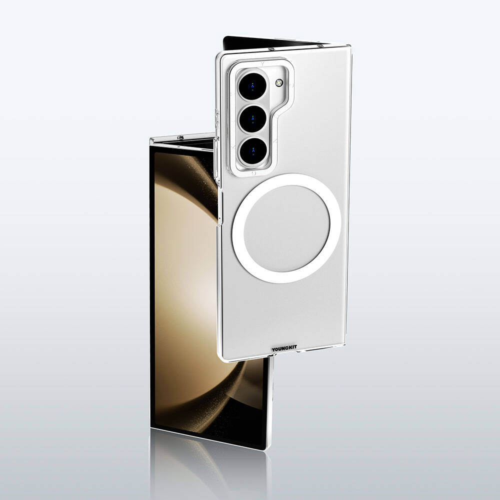 Galaxy Z Fold 6 Kılıf M-safe Şarj Özellikli Şeffaf Youngkit Crystal Shield Serisi Kılıf