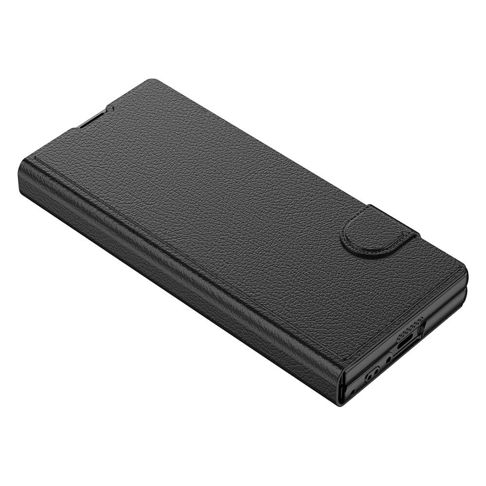 Galaxy Z Fold 6 Kılıf Suni Deri Tasarımlı Magnetik Tokalı ve Kartlıklı Zore Kıpta Zegna Kılıf