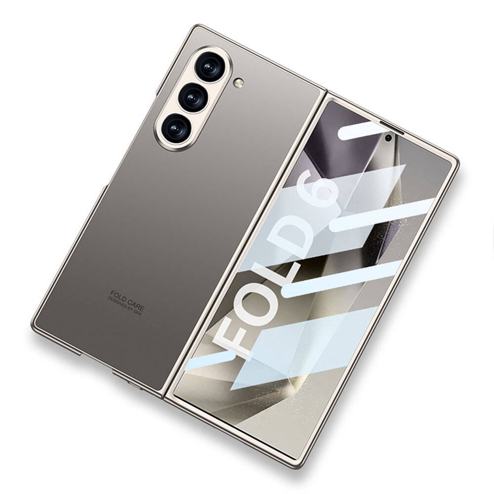 Galaxy Z Fold 6 Kılıf Titanyum Metal Tasarımlı Zore Kıpta Caz Kılıf