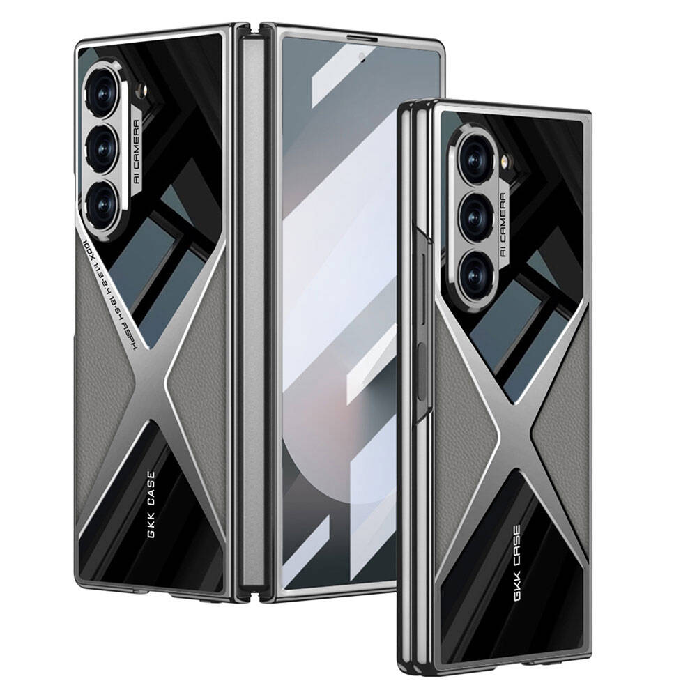 Galaxy Z Fold 6 Kılıf Ultra İnce Kamera Korumalı PC + Deri Arka Yüzey Zore X-Pro Kılıf