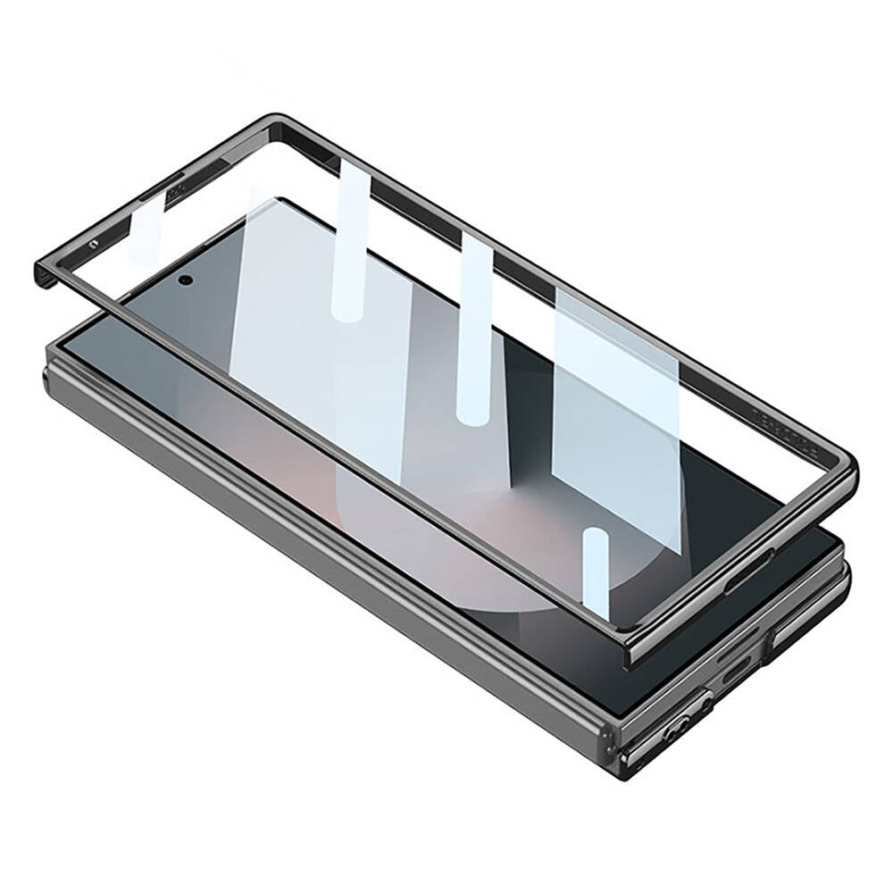 Galaxy Z Fold 6 Kılıf Ultra İnce Kamera Korumalı PC + Deri Arka Yüzey Zore X-Pro Kılıf