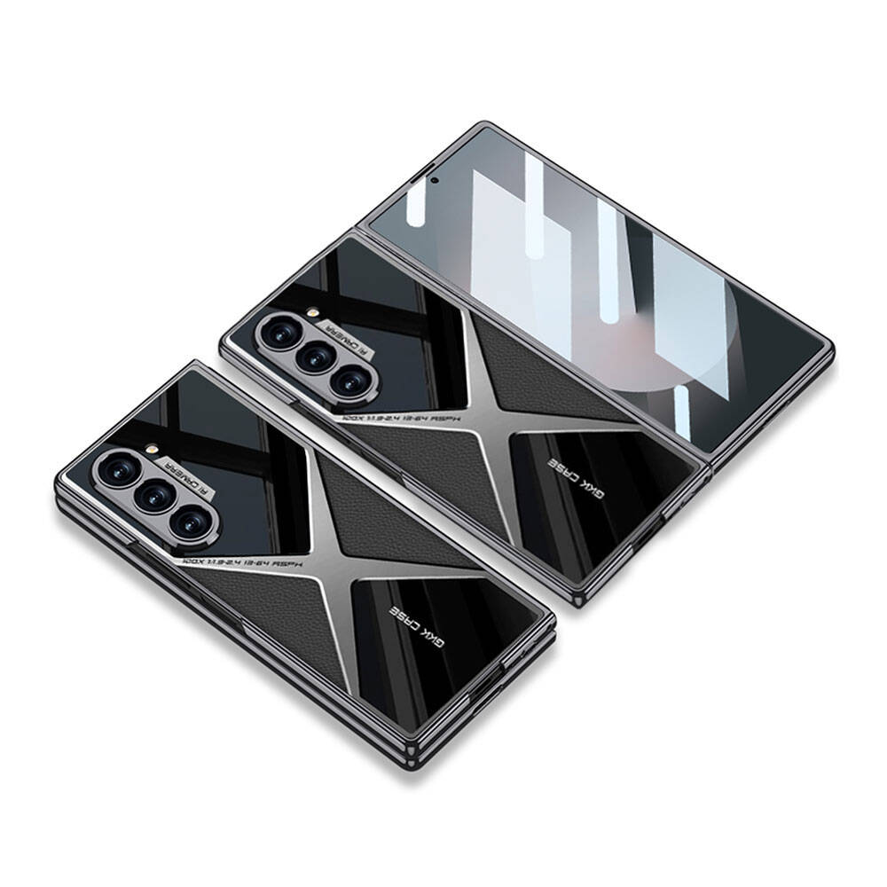 Galaxy Z Fold 6 Kılıf Ultra İnce Kamera Korumalı PC + Deri Arka Yüzey Zore X-Pro Kılıf