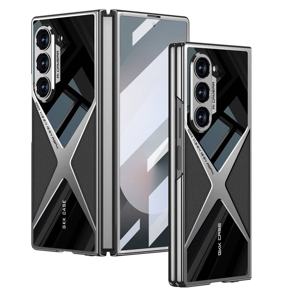 Galaxy Z Fold 6 Kılıf Ultra İnce Kamera Korumalı PC + Deri Arka Yüzey Zore X-Pro Kılıf