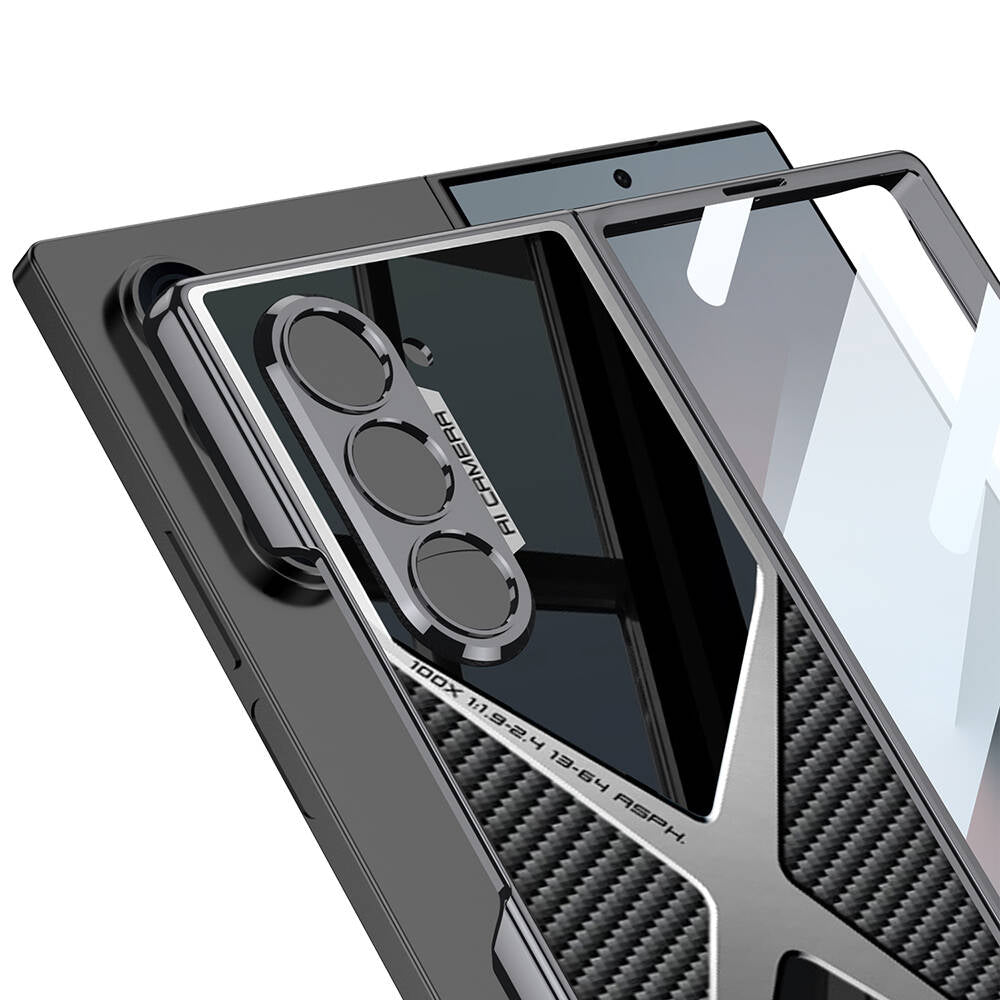 Galaxy Z Fold 6 Kılıf Ultra İnce Kamera Korumalı PC + Karbon Arka Yüzey Zore X-Pro Kılıf