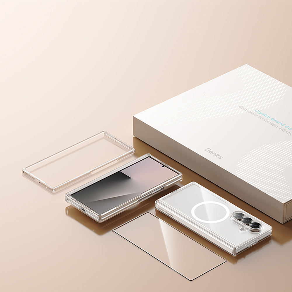 Galaxy Z Fold 7 Benks Crystal Grand Combo Üçlü Aksesuar Seti (Ön Arka Şeffaf Kılıf + Ekran Koruyucu)