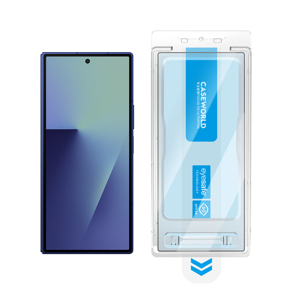Galaxy Z Fold 7 CaseWorld Applicator Serisi 2.5D Eyesafe Mavi Işık Teknolojili 0.33mm Temperli Cam Ekran Koruyucu+ Uygulama Aparatı