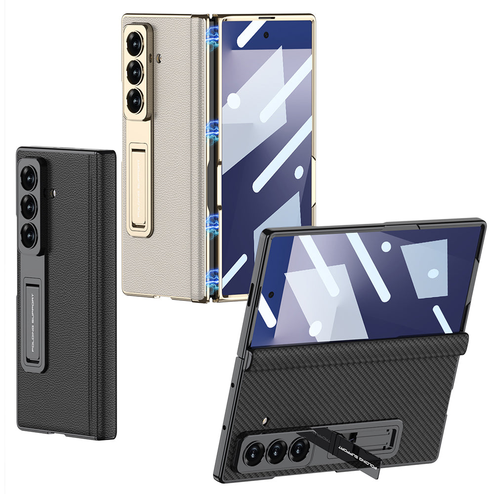 Galaxy Z Fold 7 Kılıf Deri Standlı Zore Kıpta Premium Kılıf