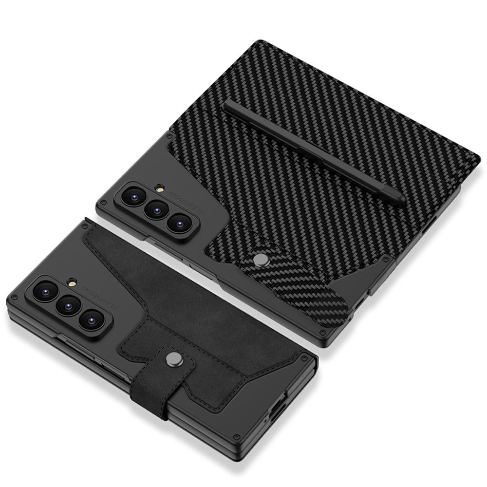 Galaxy Z Fold 7 Kılıf Kamera Korumalı Kadife Tasarımlı Zore Kıpta Kalem Bölmeli Fest Kılıf