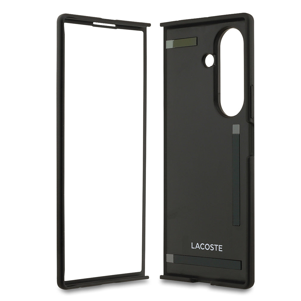 Galaxy Z Fold 7 Kılıf Lacoste Orijinal Lisanslı M-safe Şarj Özellikli Pike Desenli Arka Yüzey İkonik Timsah Metal Logolu Kılıf