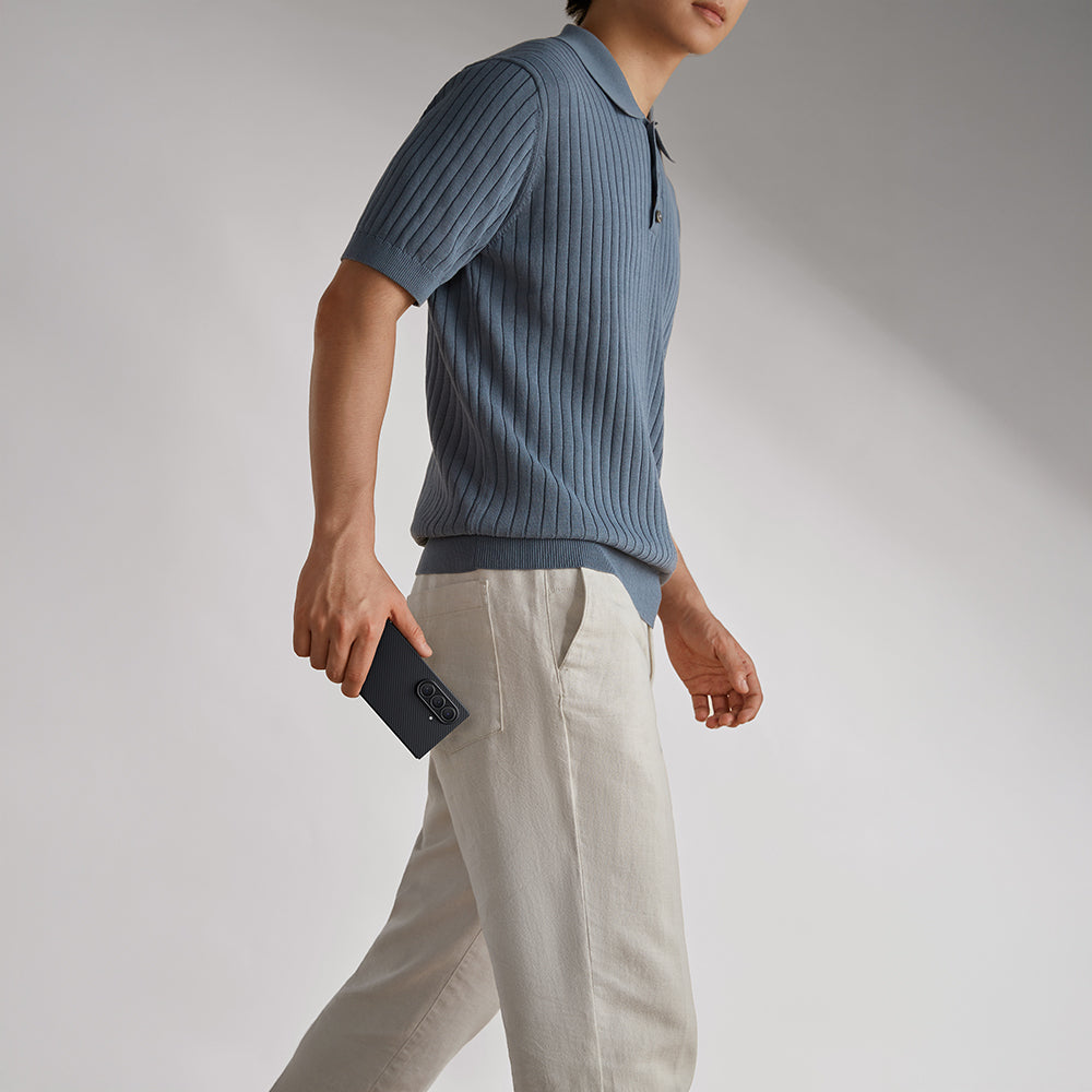 Galaxy Z Fold 7 Kılıf M-safe Şarj Özellikli 600D Aramid Fiber Pitaka Ultra-Slim Classic Serisi Black-Grey Twill Kılıf