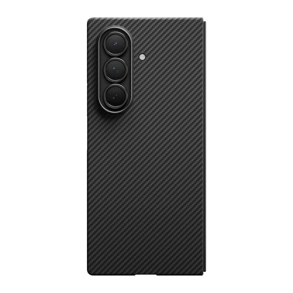 Galaxy Z Fold 7 Kılıf M-safe Şarj Özellikli 600D Aramid Karbon Fiber Pitaka Ultra-Slim Classic Serisi Black-Grey Twill Kılıf