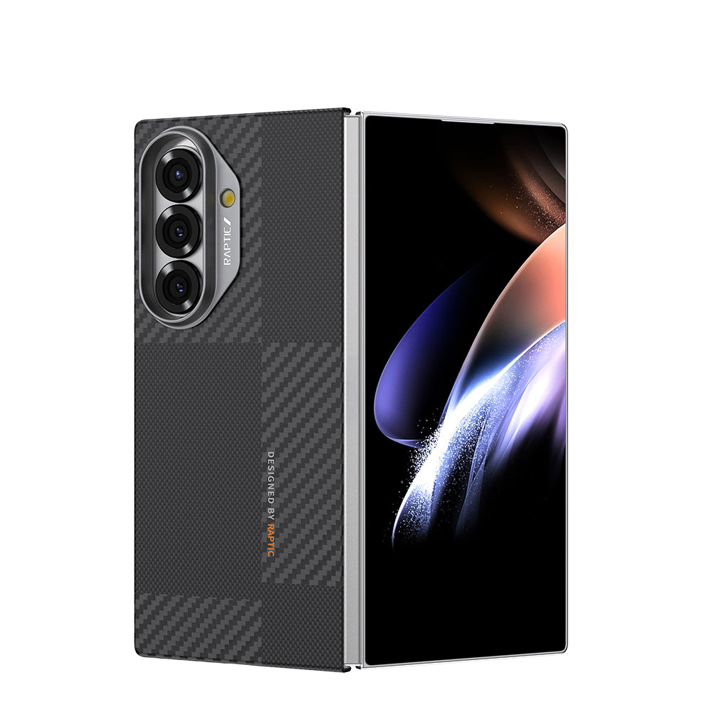 Galaxy Z Fold 7 Kılıf M-safe Şarj Özellikli 600D Metal Kamera Çerçeveli Raptic Aramid Karbon Fiber Geotik Serisi Kılıf