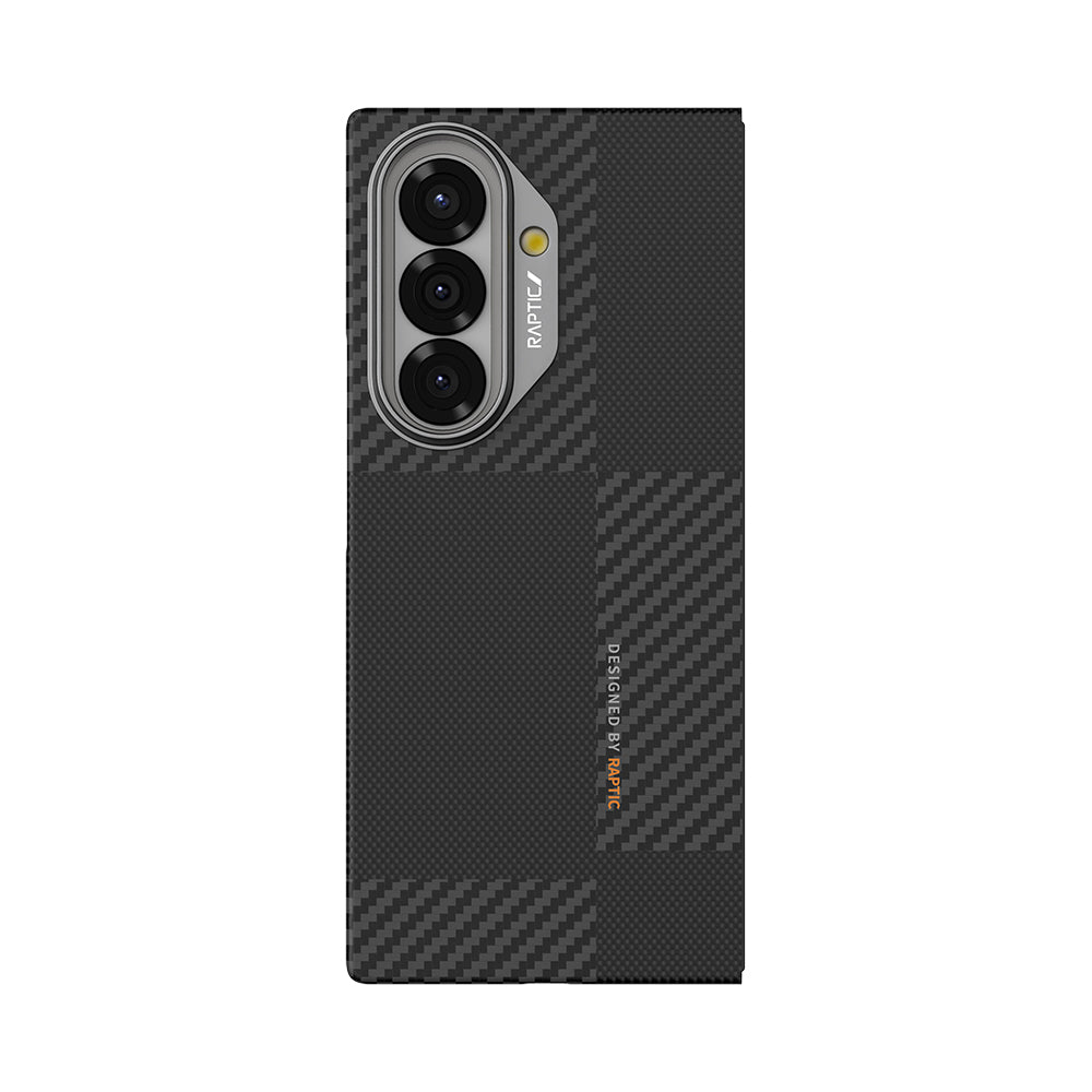 Galaxy Z Fold 7 Kılıf M-safe Şarj Özellikli 600D Metal Kamera Çerçeveli Raptic Aramid Karbon Fiber Geotik Serisi Kılıf