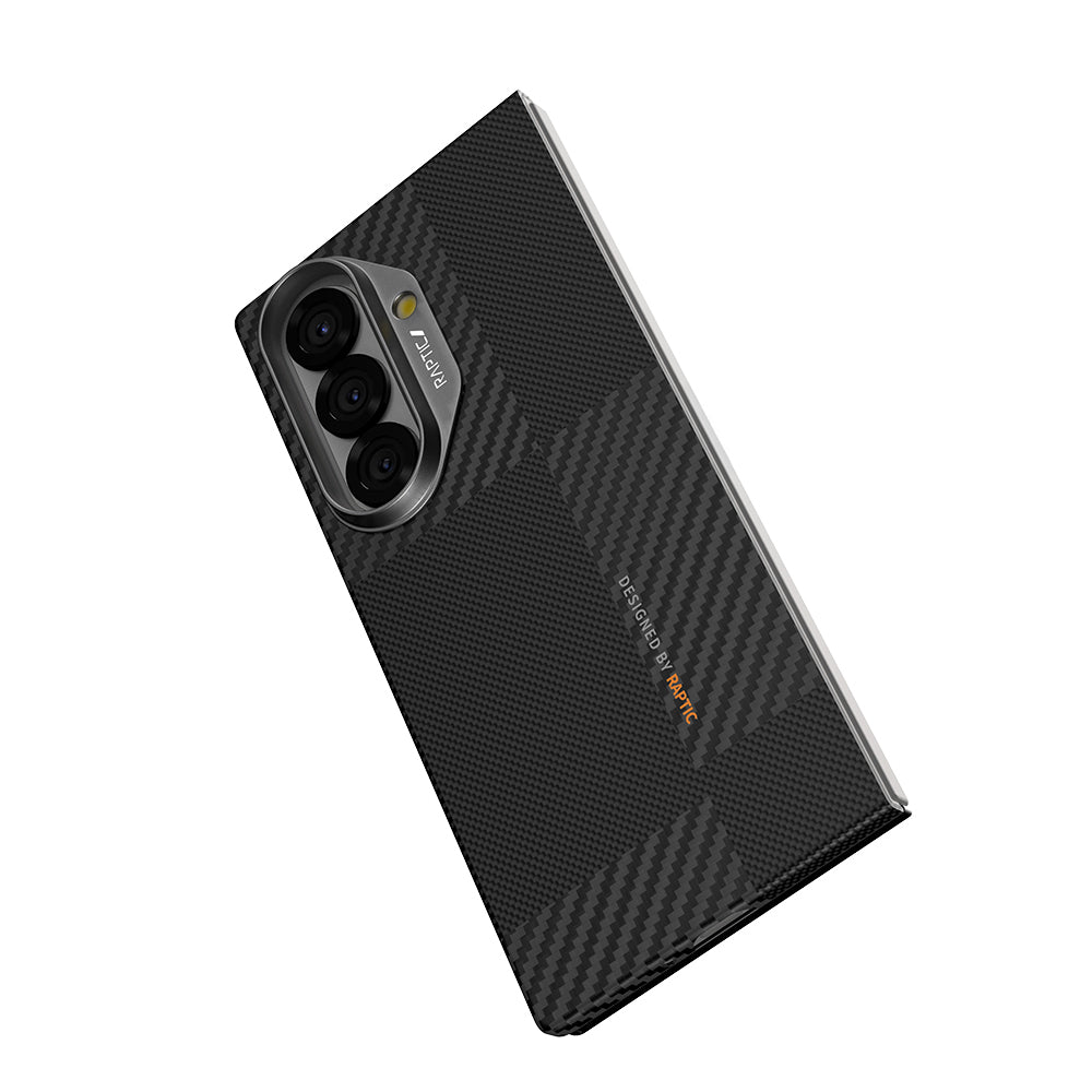 Galaxy Z Fold 7 Kılıf M-safe Şarj Özellikli 600D Metal Kamera Çerçeveli Raptic Aramid Karbon Fiber Geotik Serisi Kılıf