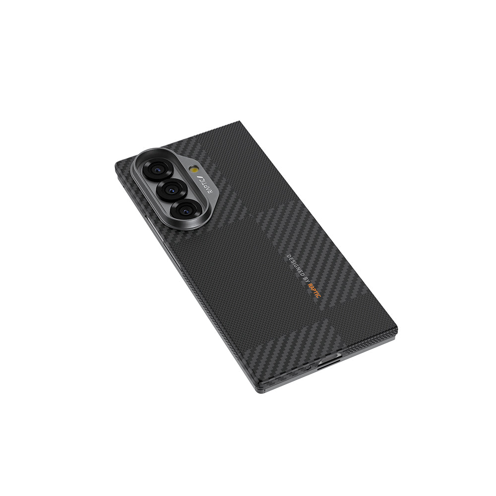Galaxy Z Fold 7 Kılıf M-safe Şarj Özellikli 600D Metal Kamera Çerçeveli Raptic Aramid Karbon Fiber Geotik Serisi Kılıf