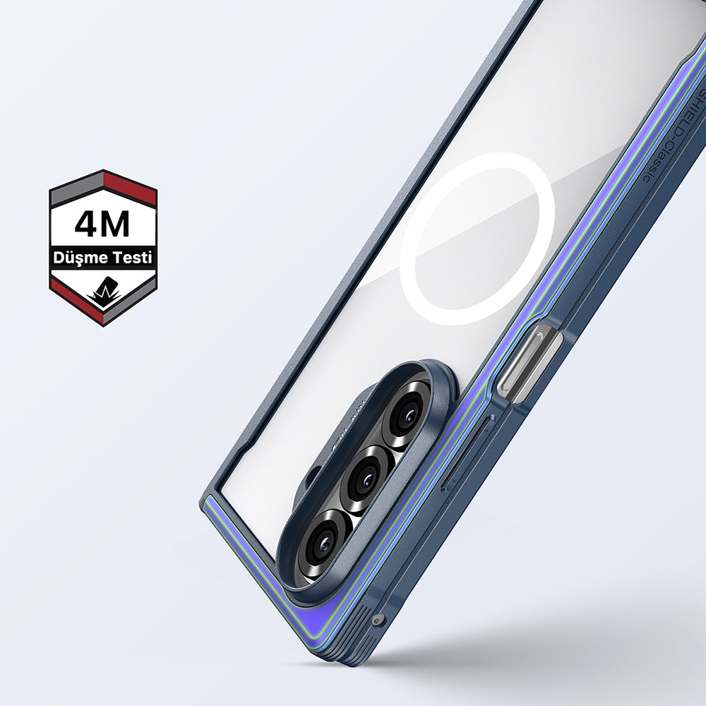 Galaxy Z Fold 7 Kılıf M-safe Şarj Özellikli Airbagli Raptic Shield Serisi Şeffaf Arka Yüzey Kılıf