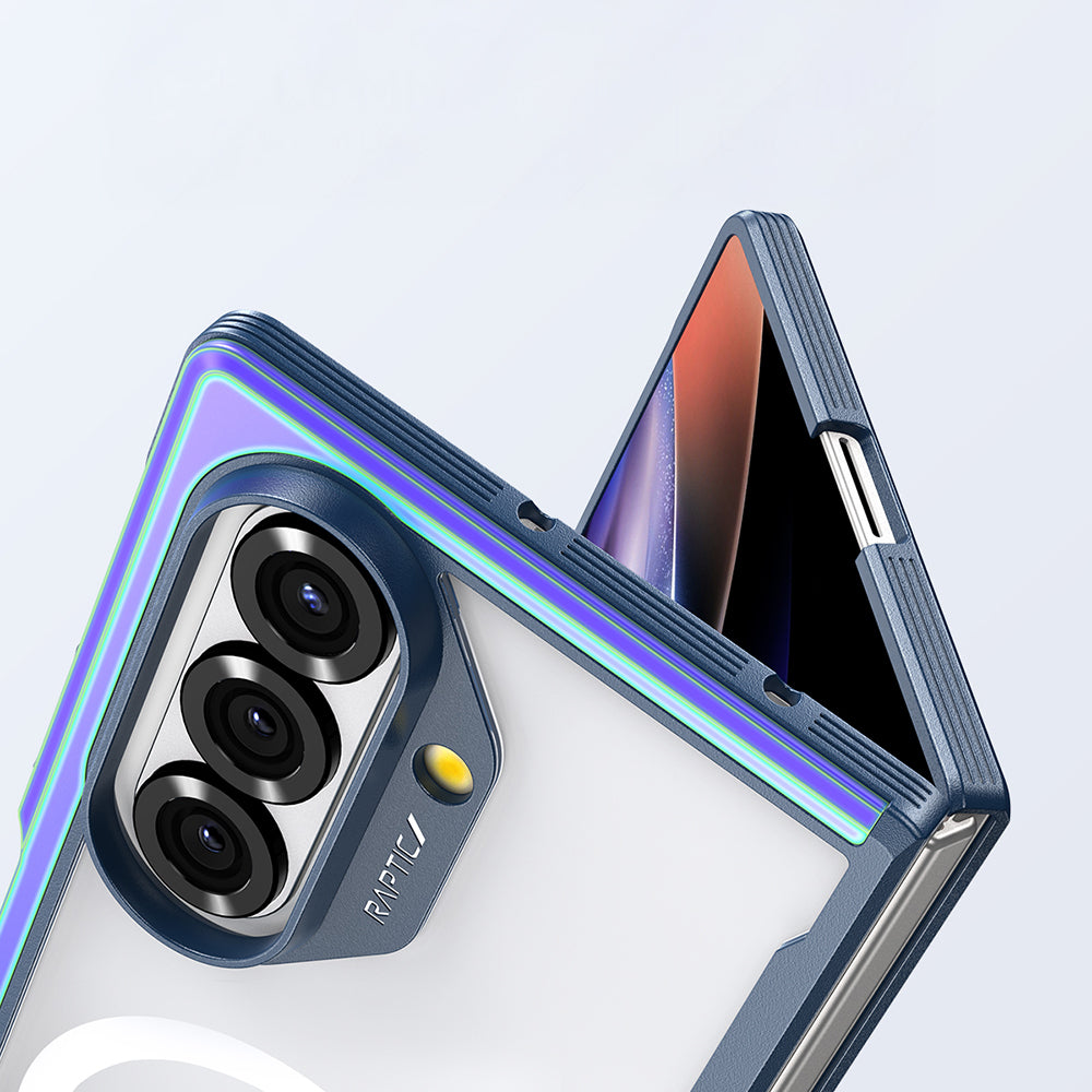 Galaxy Z Fold 7 Kılıf M-safe Şarj Özellikli Airbagli Raptic Shield Serisi Şeffaf Arka Yüzey Kılıf