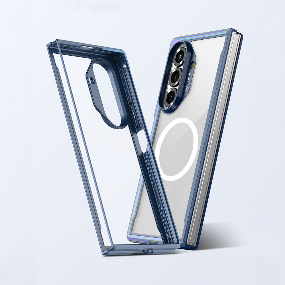Galaxy Z Fold 7 Kılıf M-safe Şarj Özellikli Airbagli Raptic Shield Serisi Şeffaf Arka Yüzey Kılıf