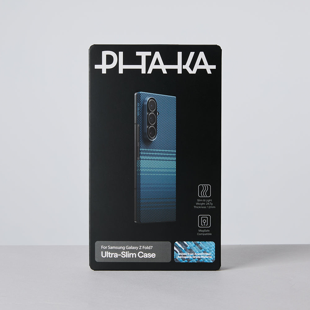 Galaxy Z Fold 7 Kılıf M-safe Şarj Özellikli Aramid Fiber Pitaka Tactile Woven Sunset-Moonrise Serisi Kılıf