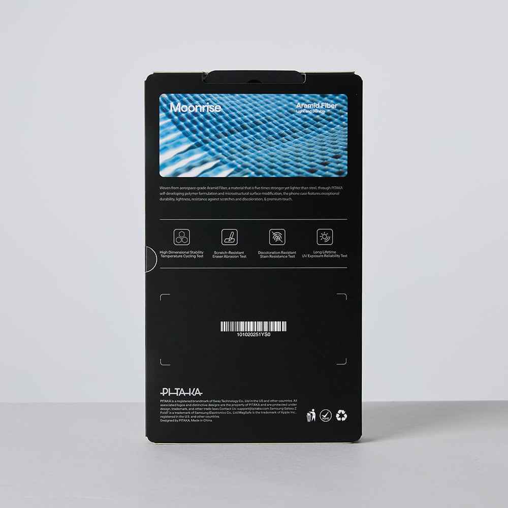 Galaxy Z Fold 7 Kılıf M-safe Şarj Özellikli Aramid Karbon Fiber Pitaka Tactile Woven Sunset-Moonrise Serisi Kılıf