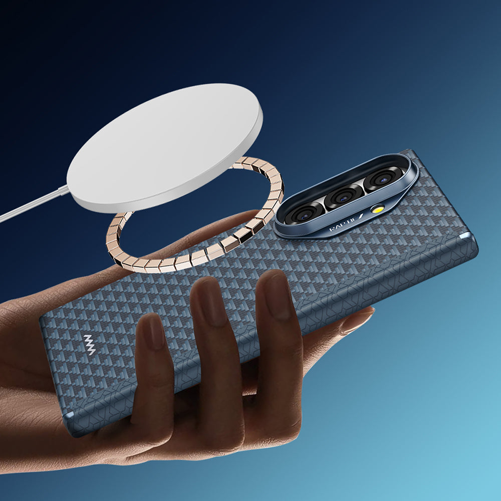 Galaxy Z Fold 7 Kılıf M-safe Şarj Özellikli Raptic Aramid Skin-Pro Profound Serisi Karbon Kılıf