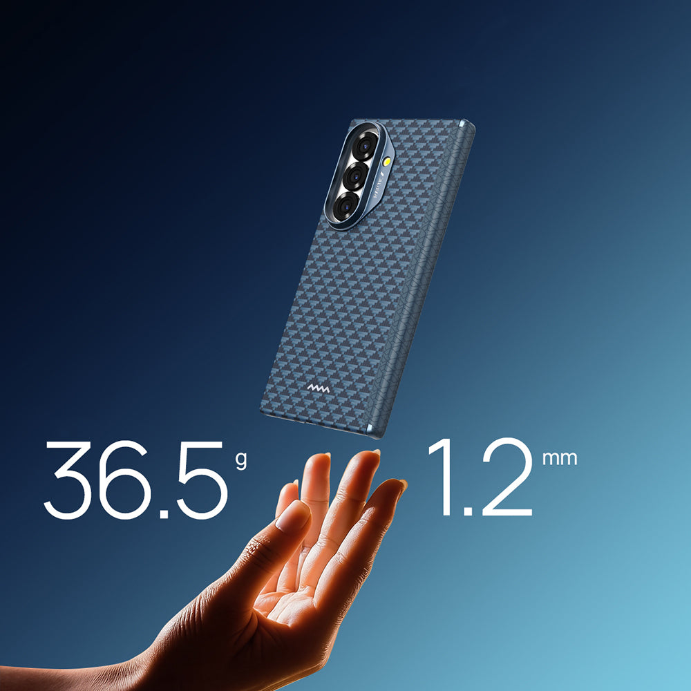 Galaxy Z Fold 7 Kılıf M-safe Şarj Özellikli Raptic Aramid Skin-Pro Profound Serisi Karbon Kılıf