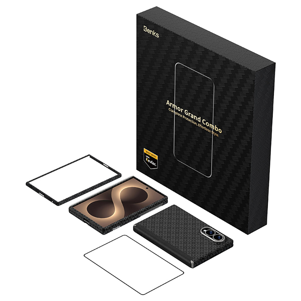 Galaxy Z Fold 8 Benks ArmorAir ArmorGrid Grand Combo Üçlü Aksesuar Seti (Ön Arka Kevlar Karbon Kılıf + Ekran Koruyucu)