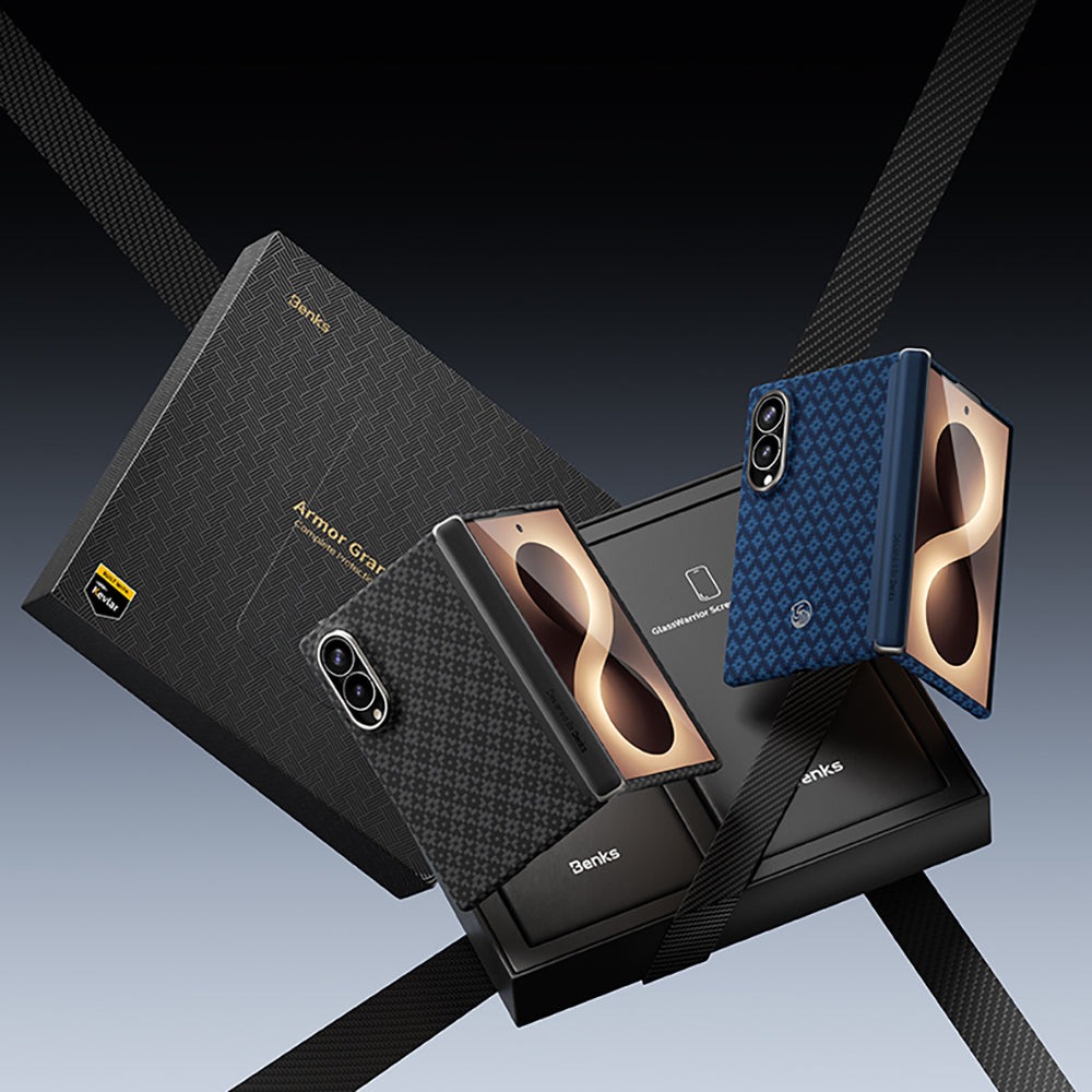 Galaxy Z Fold 8 Benks ArmorAir ArmorGrid Grand Combo Üçlü Aksesuar Seti (Ön Arka Kevlar Karbon Kılıf + Ekran Koruyucu)
